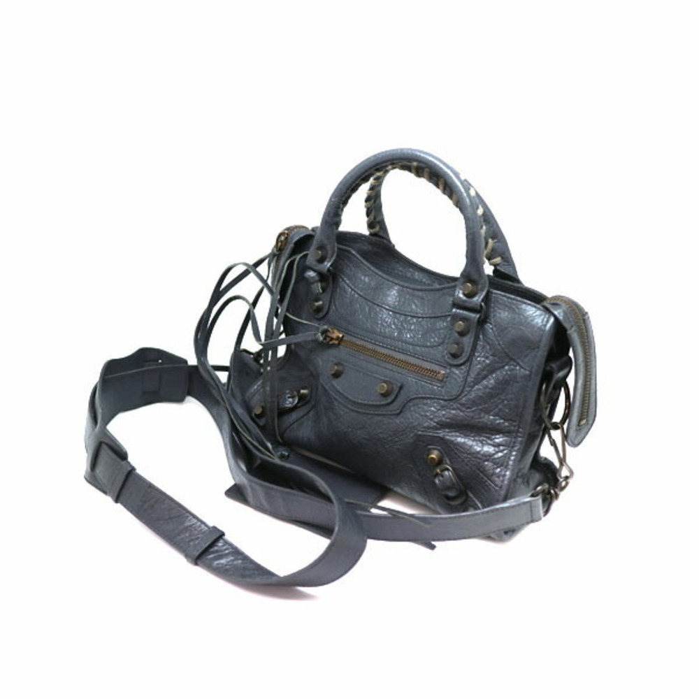 BALENCIAGA City Leather Bag Gray Shoulder Handbag